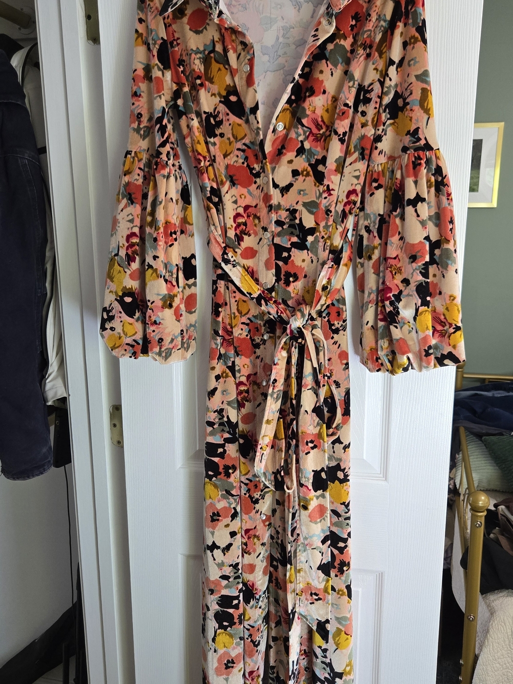 floral velvet duster maxi | designer-inspired statement piece